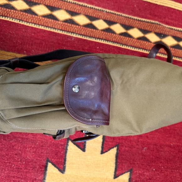 IL Bisonte Brown Leather and Olive Canvas Men's Backpack - Picture 5 of 10